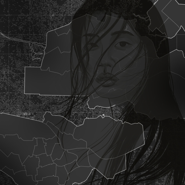 Nástěnná malba dívky v černém