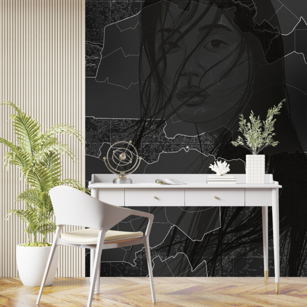 Nástěnná malba dívky v černém