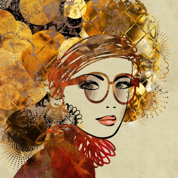 Nástěnná malba Dívka s velkými brýlemi