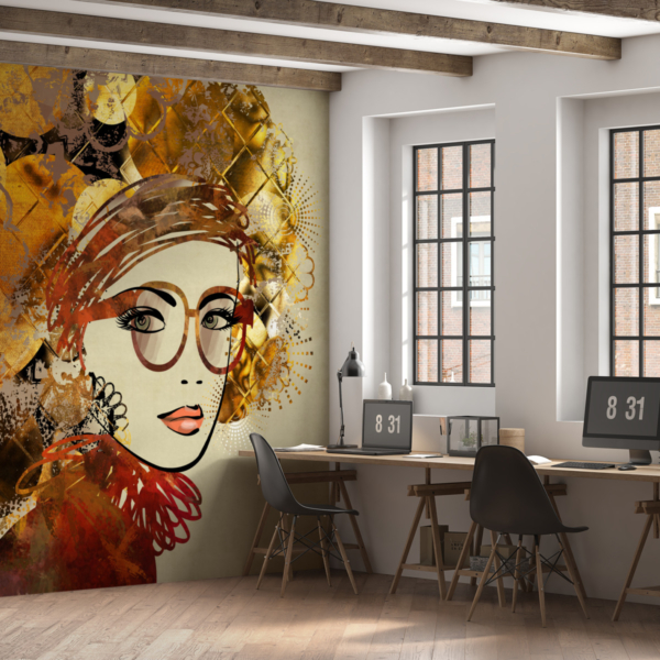 Nástěnná malba Dívka s velkými brýlemi