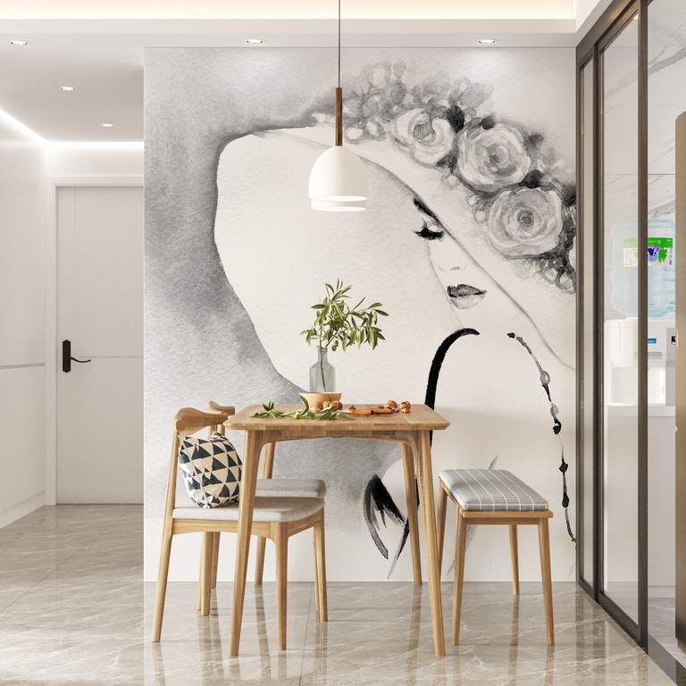 Nástěnná malba Dívka ve velkém klobouku