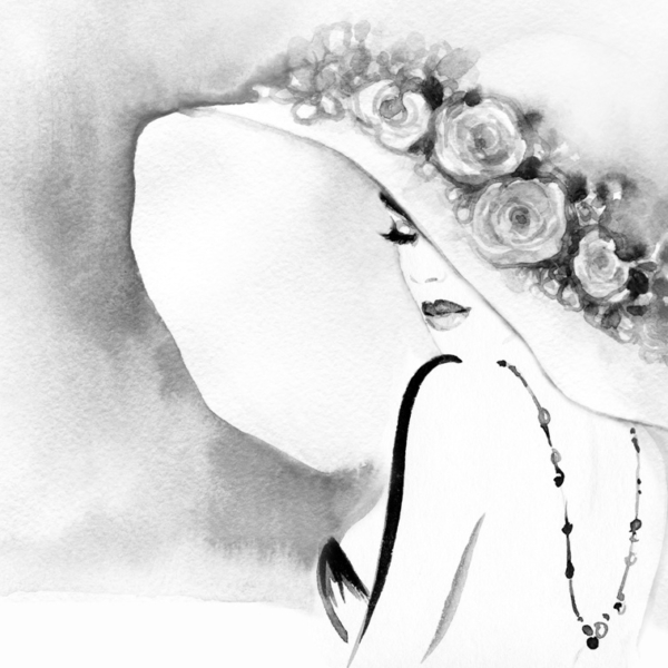 Nástěnná malba Dívka ve velkém klobouku