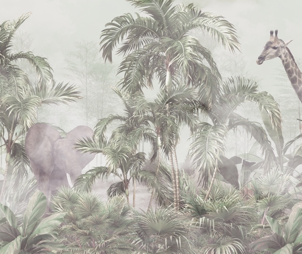 Nástěnná malba Divoká zvířata v mlze