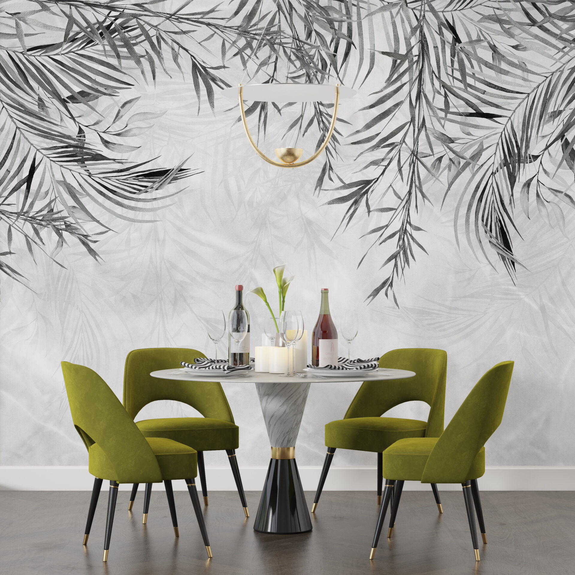 Nástěnná malba Exotické listy ve větru