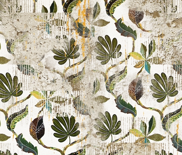 Nástěnná malba vlny listů