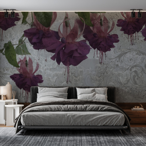 Nástěnná malba Fialové květiny
