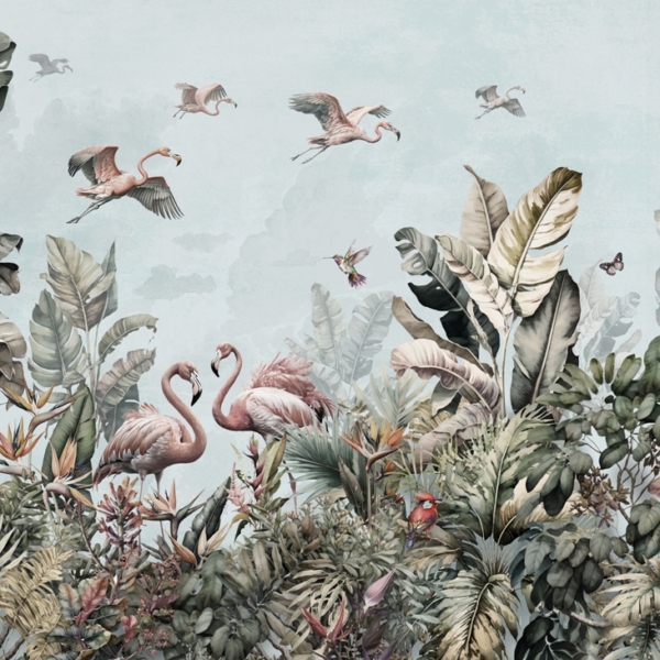 Nástěnní plameňáci v tropech