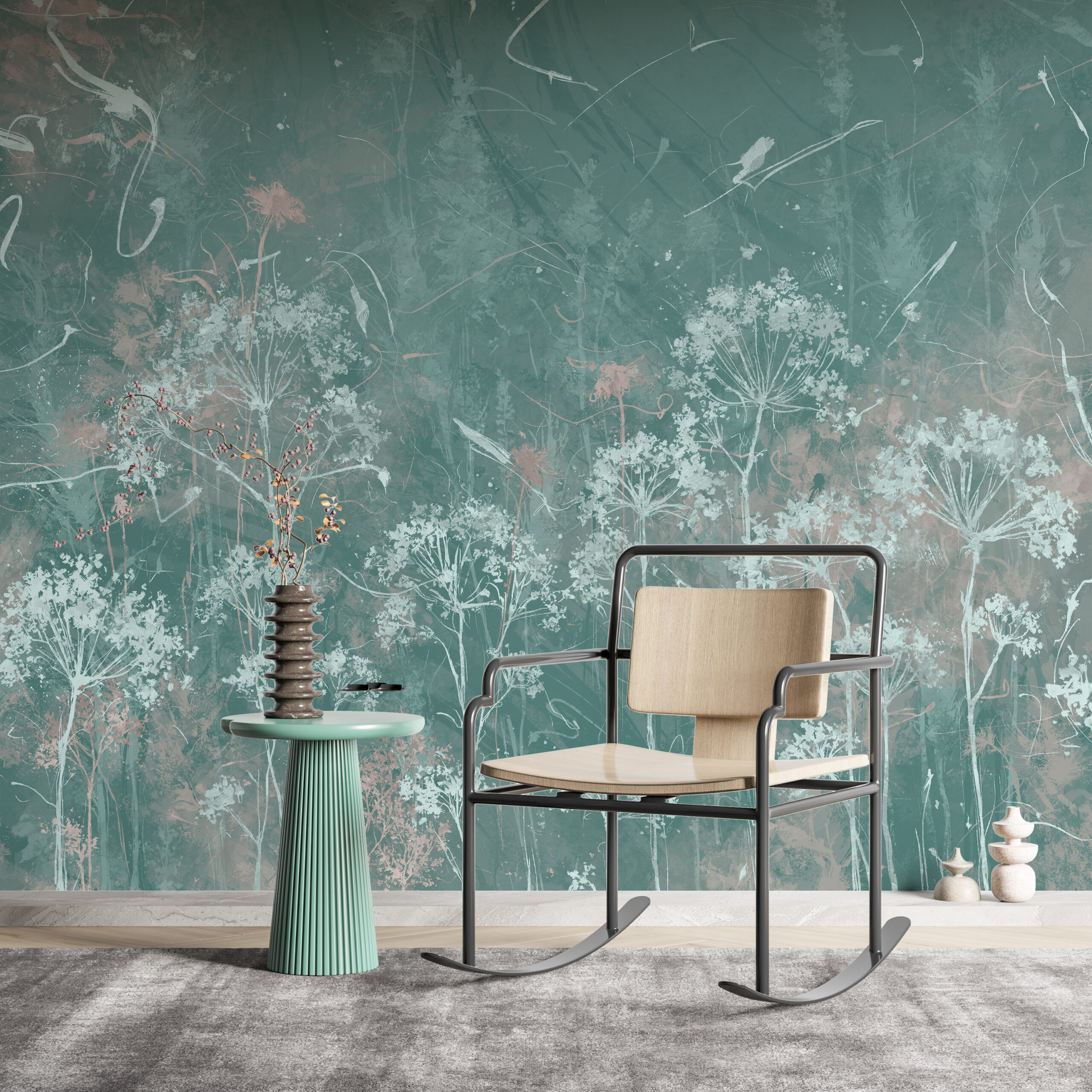 Nástěnná malba Louka v zelené barvě