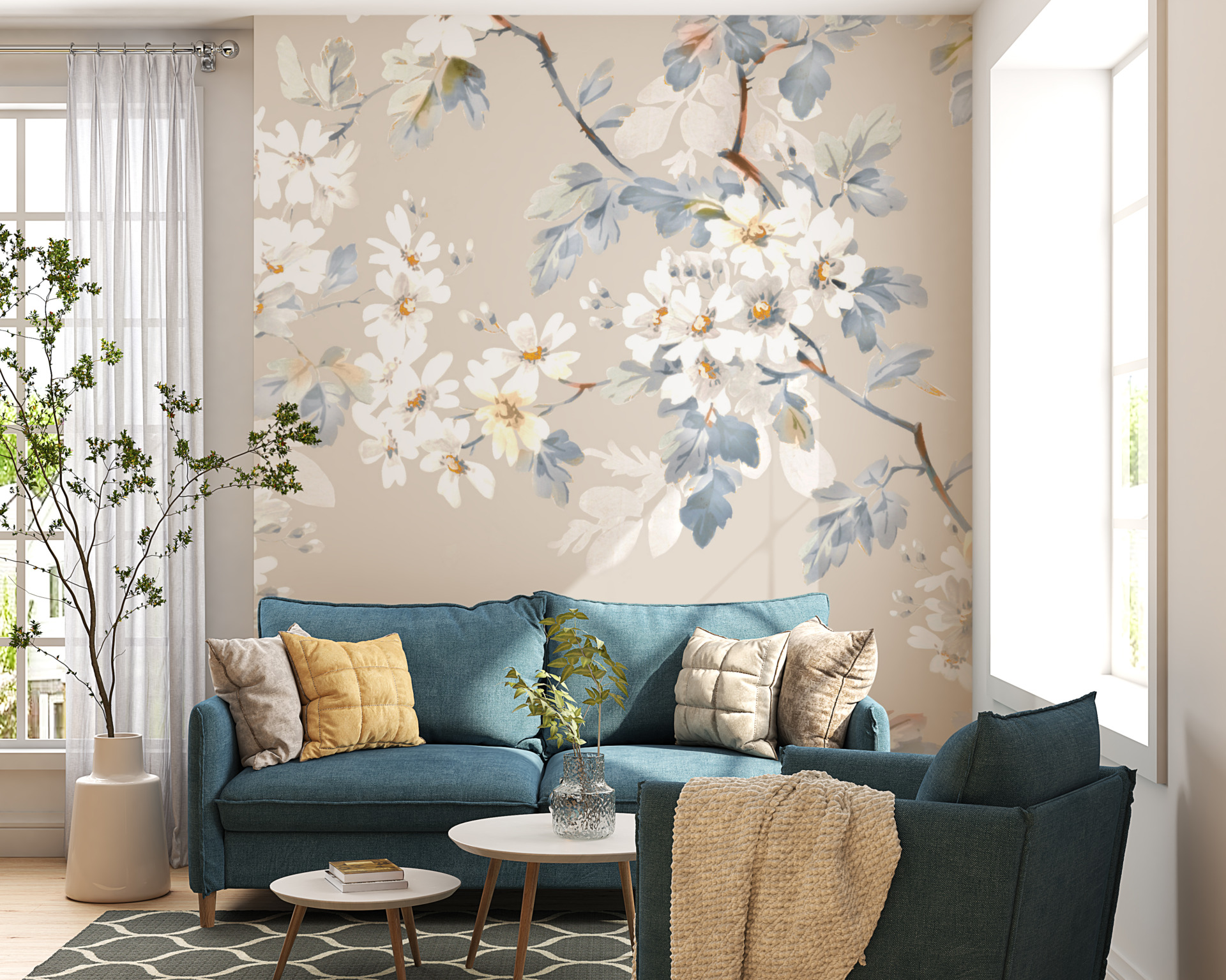 Nástěnná malba White Flower Branch