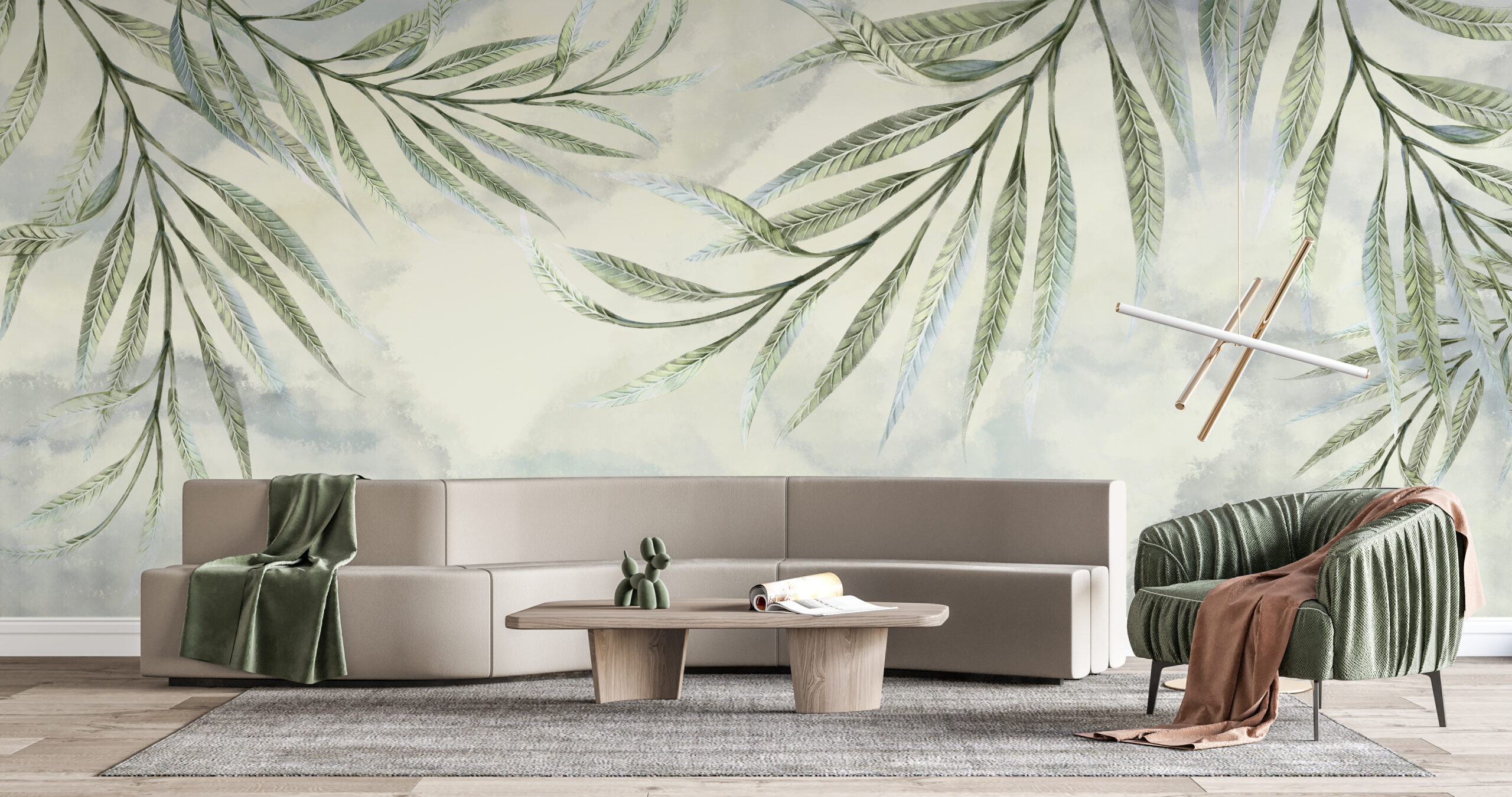 Nástěnná malba Olivové větve v mracích