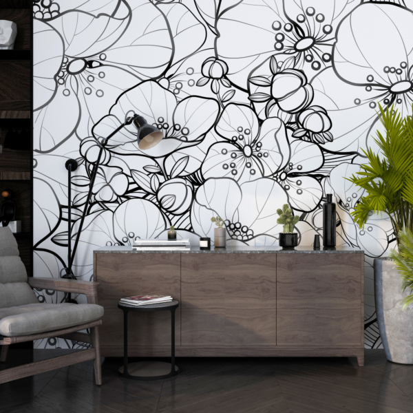 Tapety bílé květinové grafiky