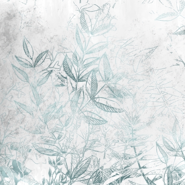 Nástěnná modrá listová grafika