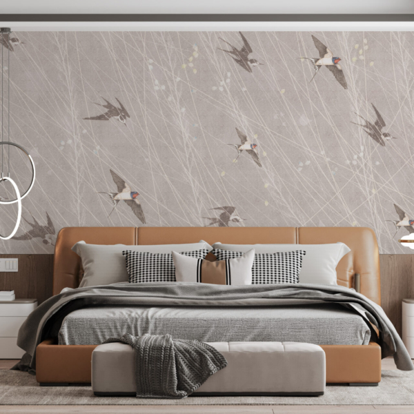 Nástěnná malba vlaštovek v letu