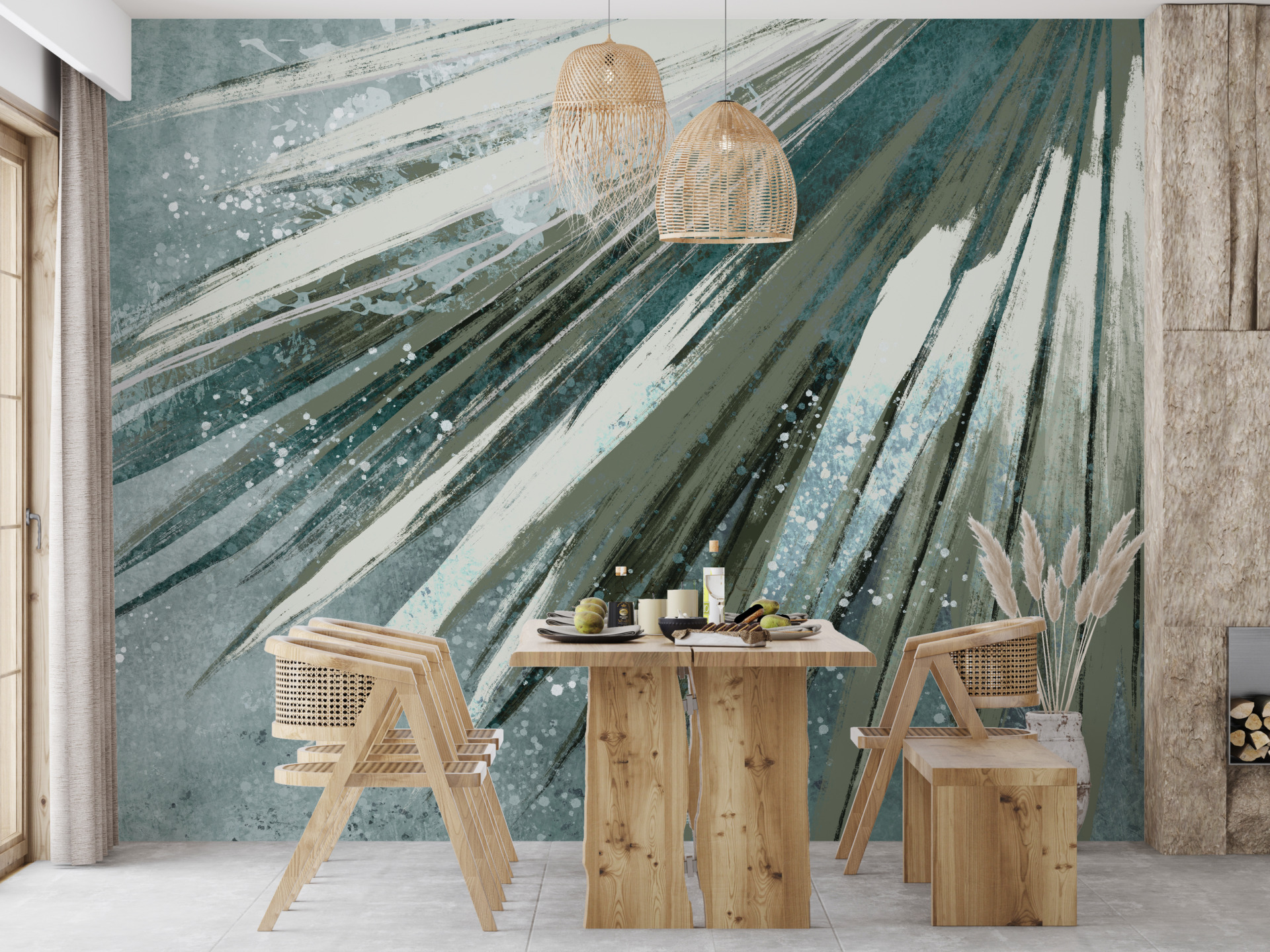 Nástěnná malba jasných paprsků