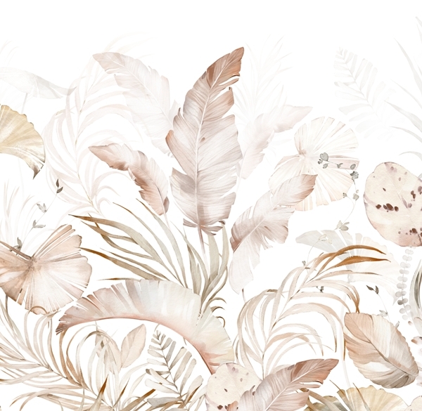 Nástěnná malba z jasných tropických listů