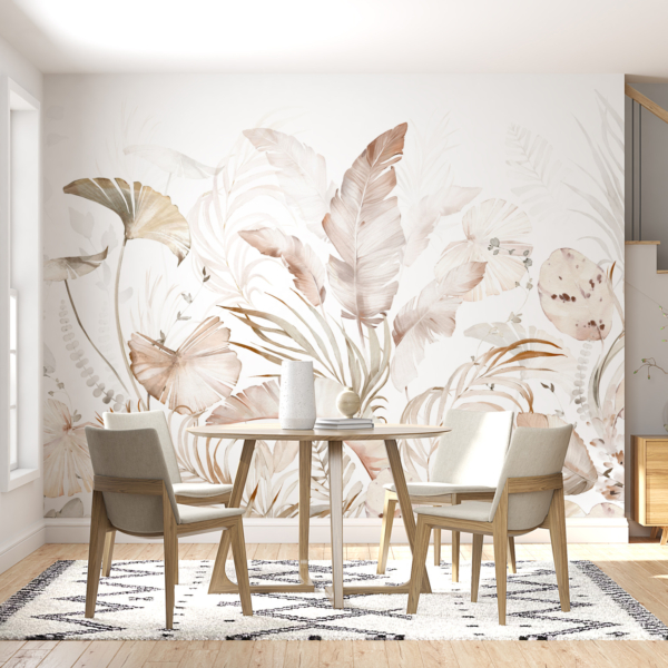 Nástěnná malba z jasných tropických listů