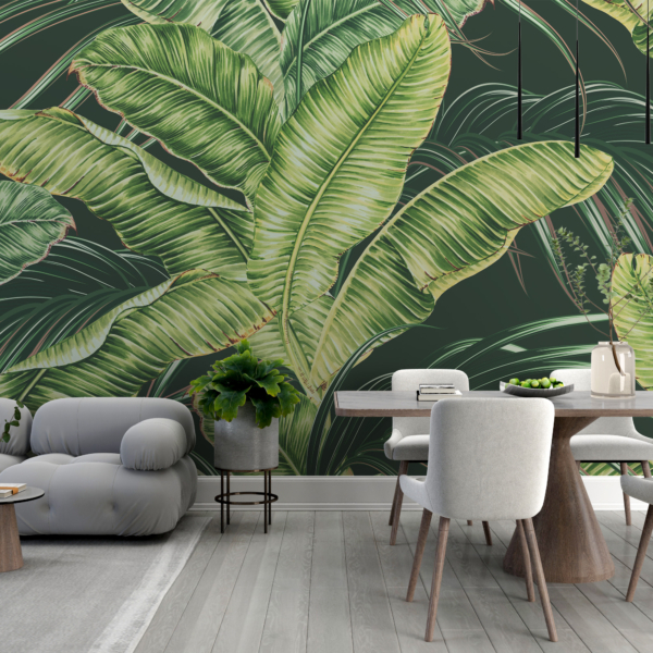 Nástěnné světle zelené exotické listy