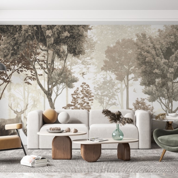 Nástěnná malba Jelen v temném lese