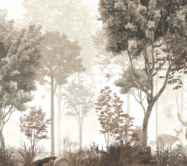 Nástěnná malba Jelen v temném lese