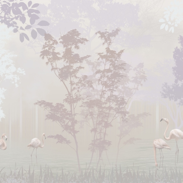 Nástěnná malba jezera v mlze