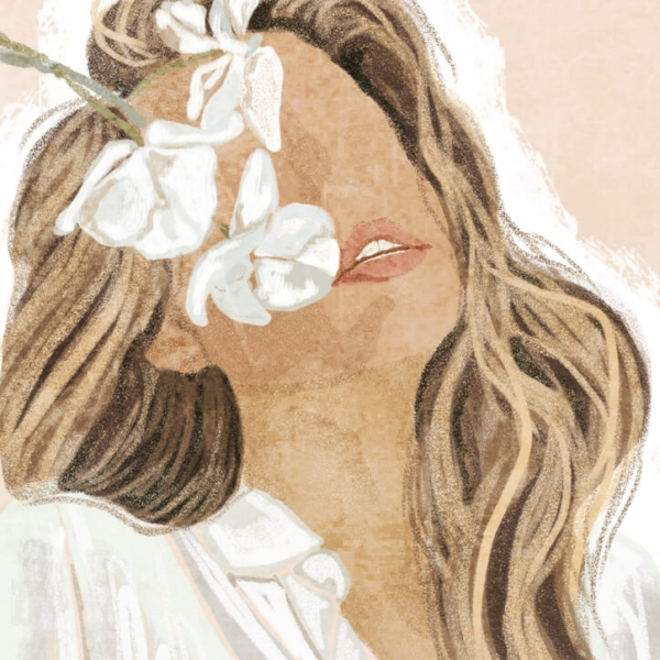 Nástěnná malba ženy v bílém