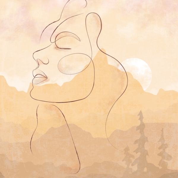 Nástěnná malba ženy v horách