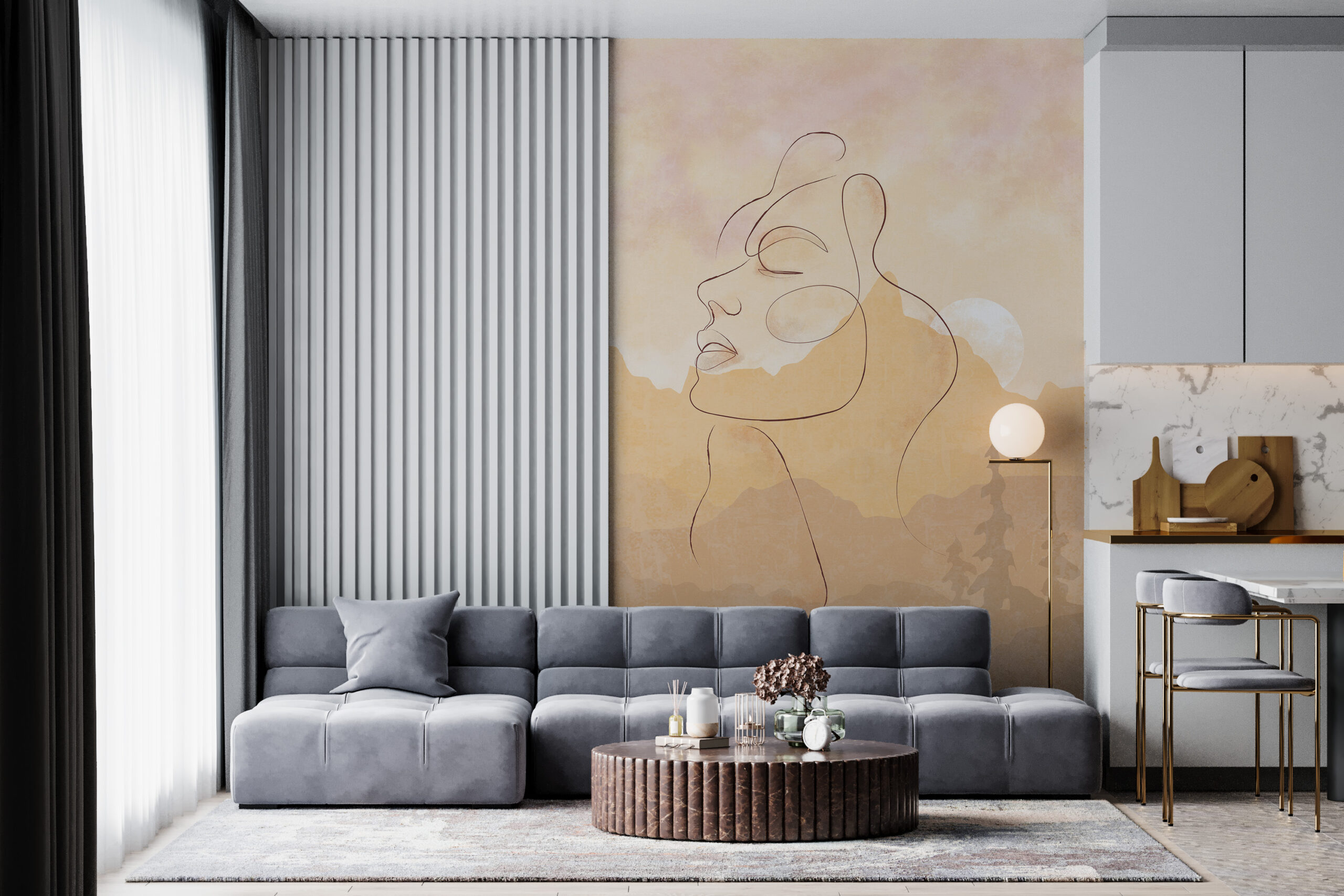 Nástěnná malba ženy v horách