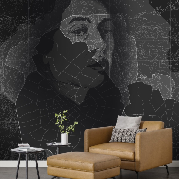 Nástěnná malba Žena v šedé