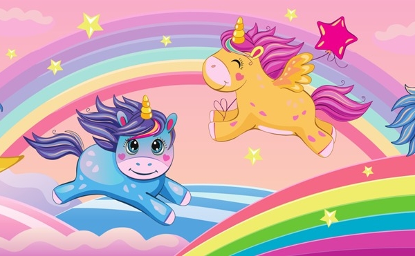 Dětské barevné tapety s jednorožci