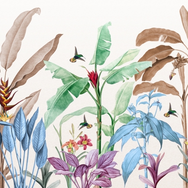 Nástěnná malba barevných tropických listů