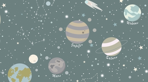 Barevné planety nástěnná malba