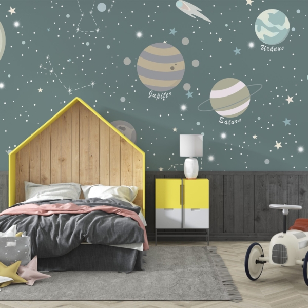 Barevné planety nástěnná malba