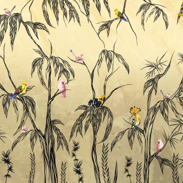 Nástěnná malba Barevní ptáci