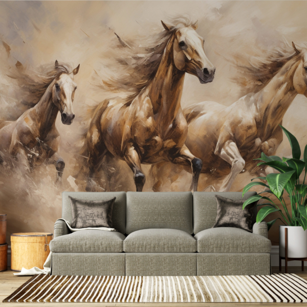 Nástěnná malba Koně na útěku