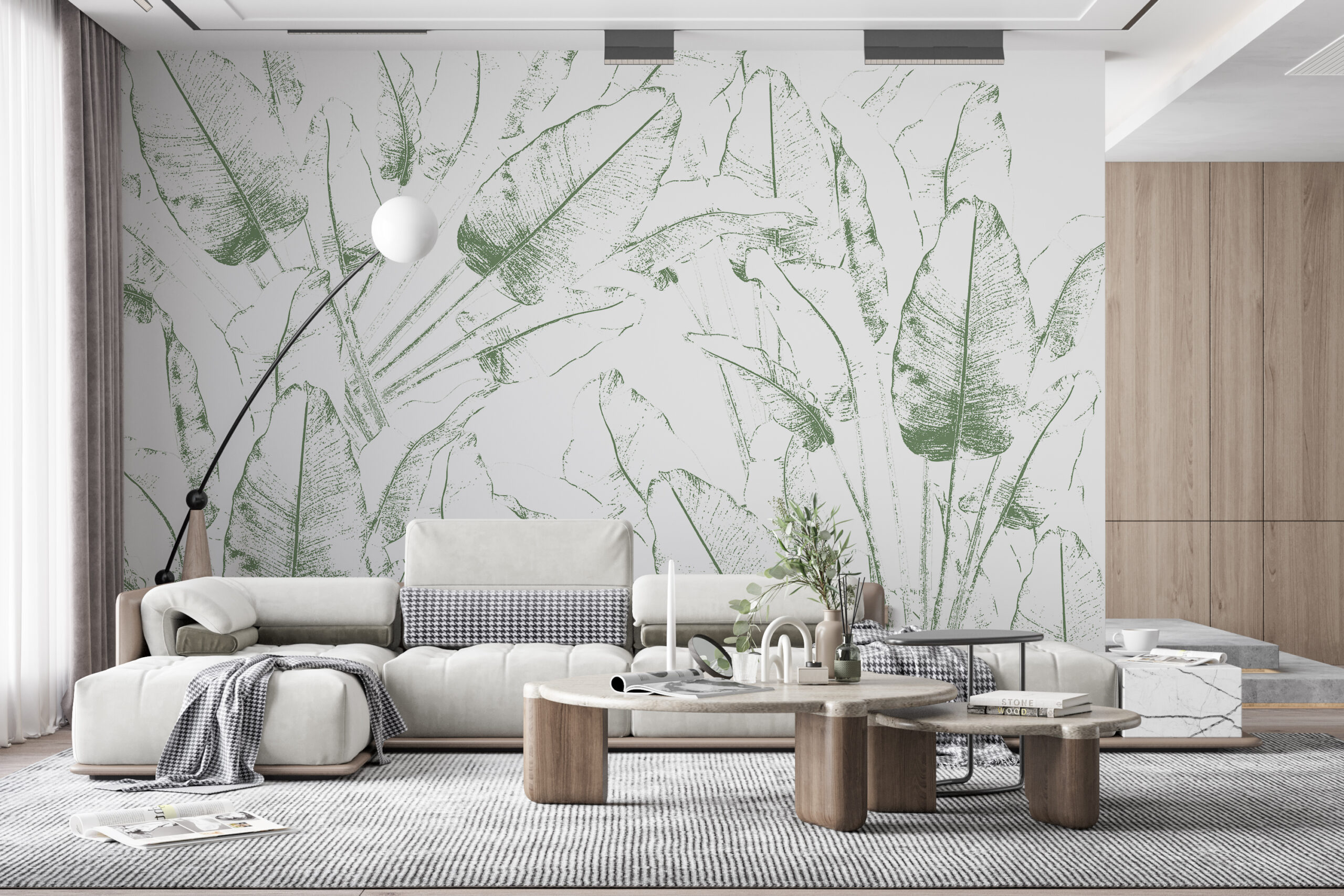 Obrysová nástěnná malba fíkového listu