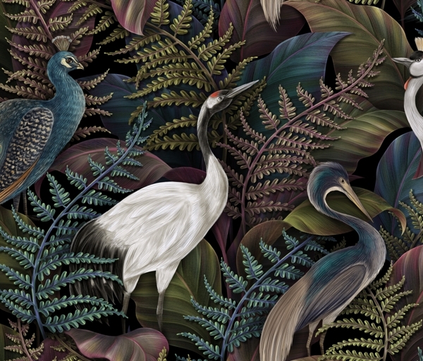 Nástěnná malba královských ptáků