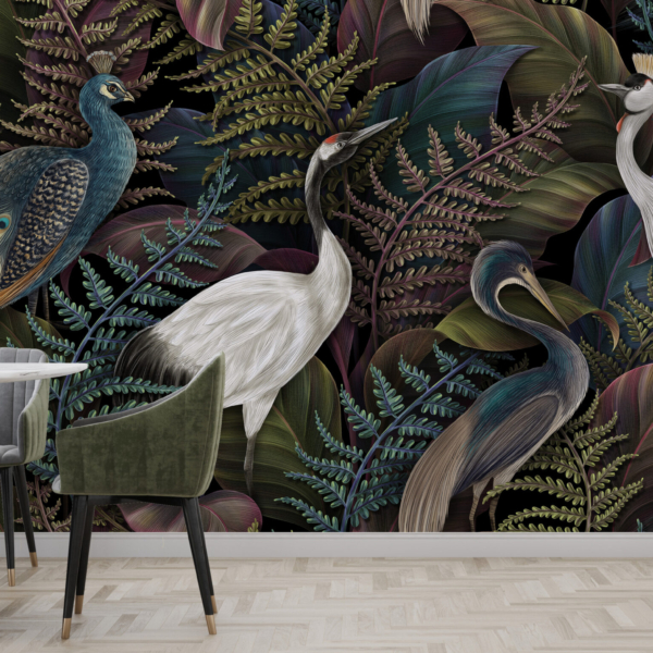 Nástěnná malba královských ptáků