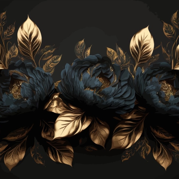 Nástěnná malba granátového jablka a zlatého květu