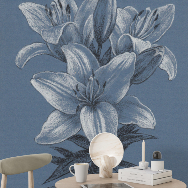 Nástěnná malba Lilac Blossom v modré barvě