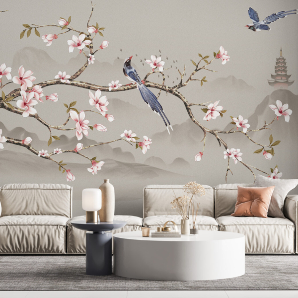 Nástěnná malba třešňových květů