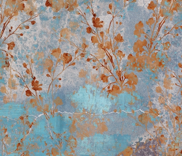 Nástěnná malba Květiny na modré zdi