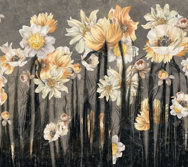 Fototapeta Květiny na černých stoncích