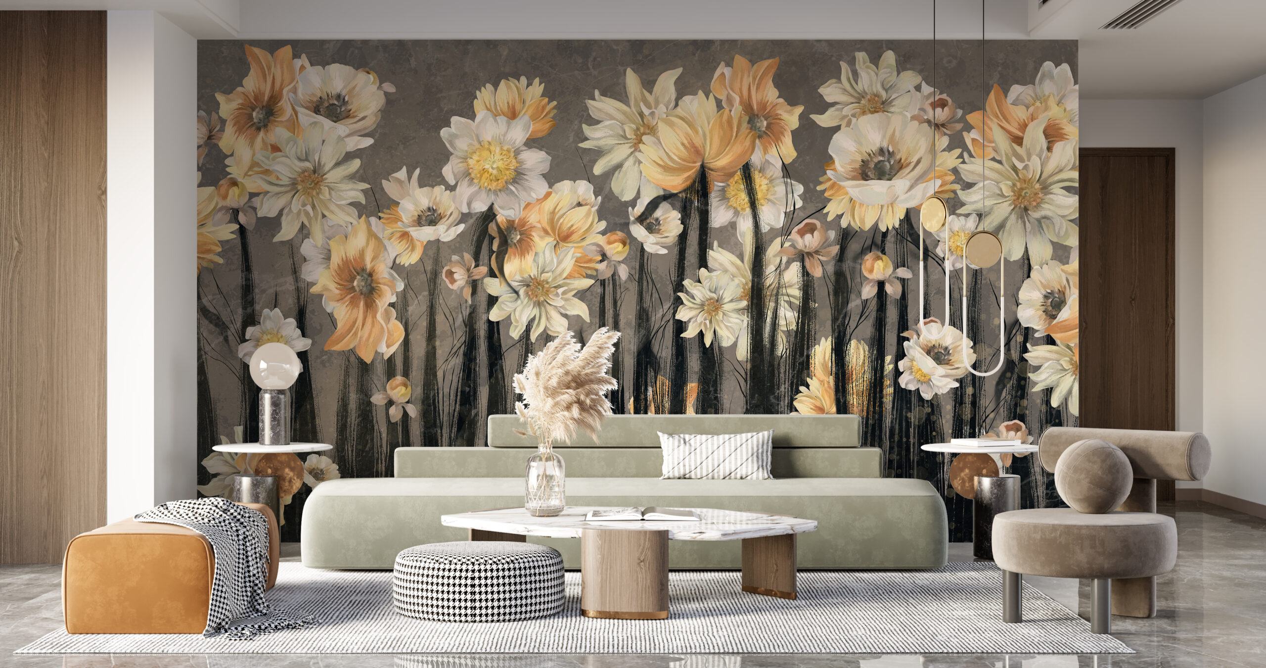 Fototapeta Květiny na černých stoncích