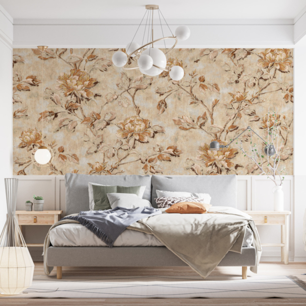 Retro květinová nástěnná malba