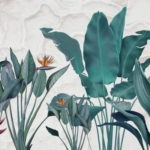 Nástěnná malba květin Strelitzia