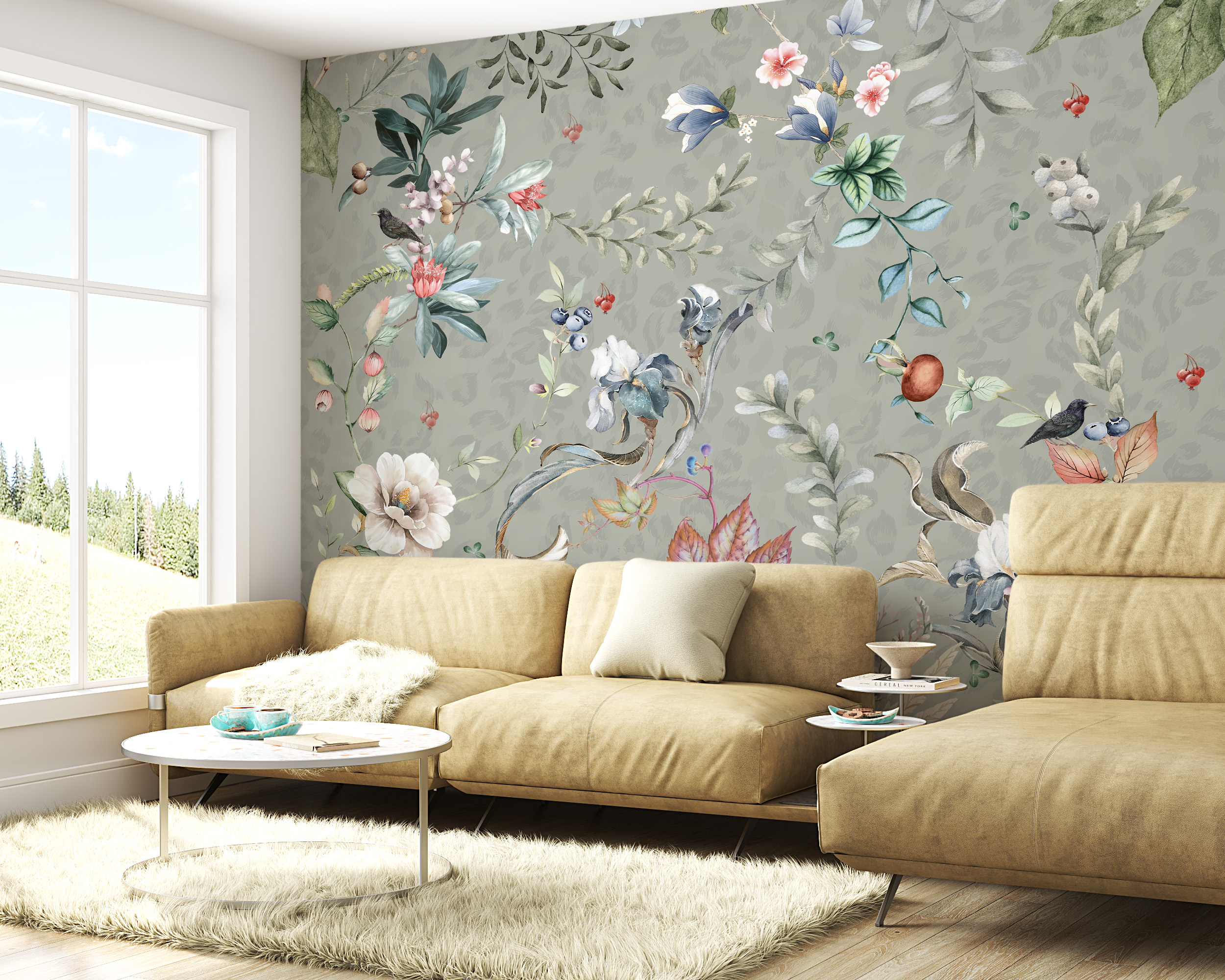 Nástěnná malba Květiny a listy