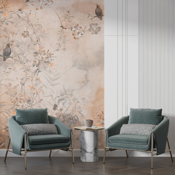 Nástěnná malba Květiny a ptáci