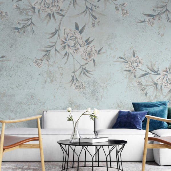 Nástěnná malba Květiny v modré barvě