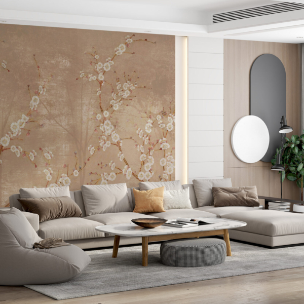 Nástěnná malba Květiny v hnědé