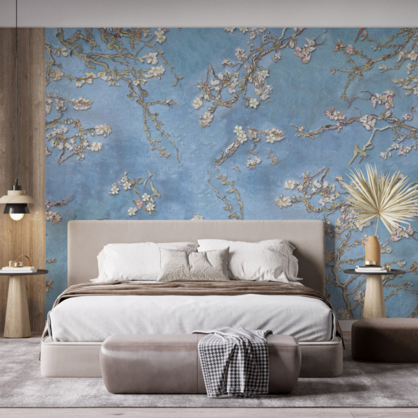 Tapety Cherry Blossom v modré barvě